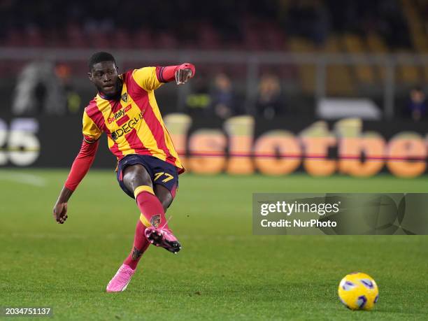 Mohamed Kaba of US Lecce is playing during the Serie A TIM match between US Lecce and FC Internazionale in Lecce, Italy, on February 25, 2024.