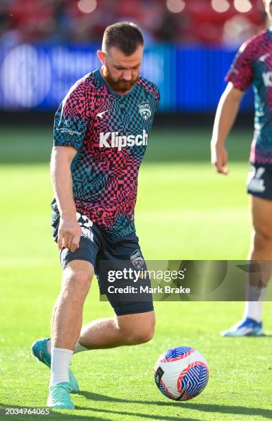 Ryan Tunnicliffe of Adelaide United during warm ups of the A-League Men round 18 match between Adelaide United and Western Sydney Wanderers at...