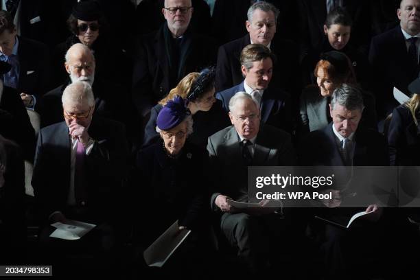 Prince Andrew, Duke of York, Birgitte, Duchess of Gloucester, Prince Richard, Duke of Gloucester, Admiral Sir Tim Laurence and Prince Michael of...