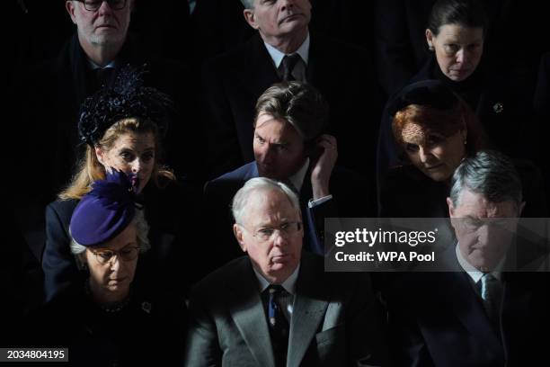 Birgitte, Duchess of Gloucester, Prince Richard, Duke of Gloucester, Admiral Sir Tim Laurence and Princess Beatrice, Edoardo Mapelli Mozzi and Sarah,...