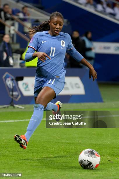Kadidiatou Diani of France in action during the UEFA Women's Nations League semi-final between France and Germany at Groupama Stadium on February 23,...
