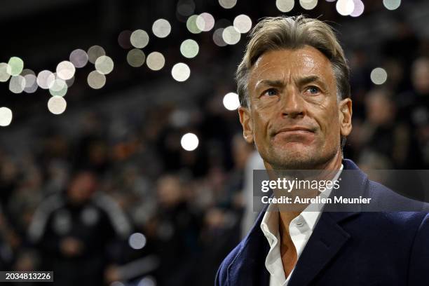 Herve Renard, Head Coach of France looks on prior to the UEFA Women's Nations League semi-final match between France and Germany at OL Stadium on...