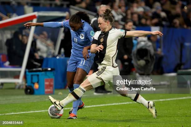 Kadidiatou Diani of France, Marina Hegering of Germany in action during the UEFA Women's Nations League semi-final between France and Germany at...