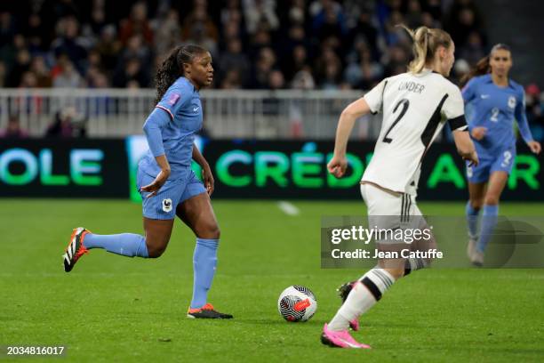 Kadidiatou Diani of France in action during the UEFA Women's Nations League semi-final between France and Germany at Groupama Stadium on February 23,...