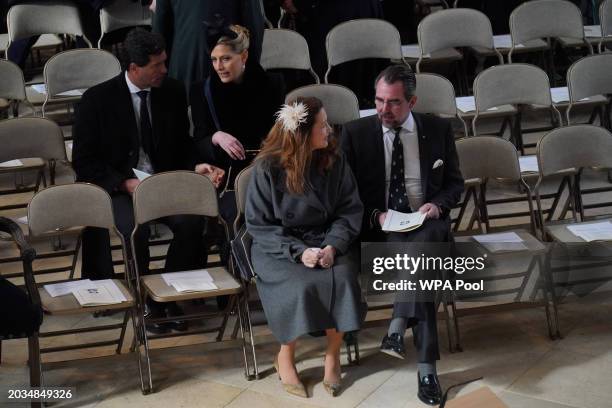 Princess Alexia of Greece and Prince Nikolaos of Greece and Carlos Morales and Princess Tatiana of Greece attend the Thanksgiving Service for King...