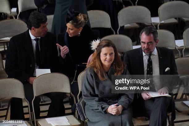 Princess Alexia of Greece and Prince Nikolaos of Greece and Carlos Morales and Princess Tatiana of Greece attend the Thanksgiving Service for King...