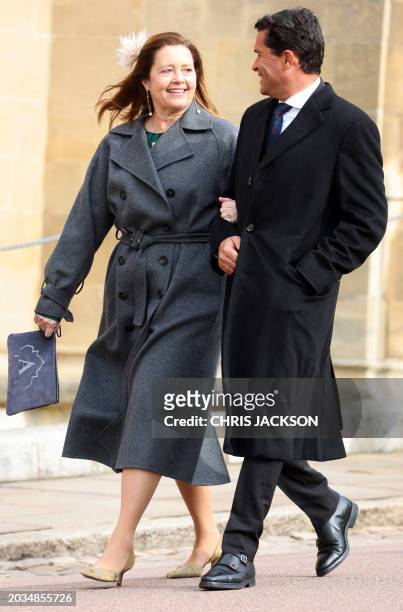 Princess Alexia of Greece and Denmark and Carlos Morales arrives to attend a thanksgiving service for the life of King Constantine of the Hellenes,...