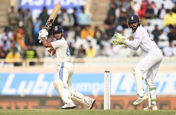 India vs England 4th Test Day 3: Yashasvi Jaiswal of India bats watched by England wicketkeeper Ben Foakes.