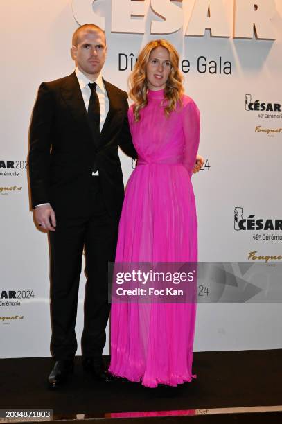 Alexandre Barriere and Joy Desseigne-Barriere attend the 49th Cesar Film Awards Dinner at Le Fouquet's on February 23, 2024 in Paris, France.