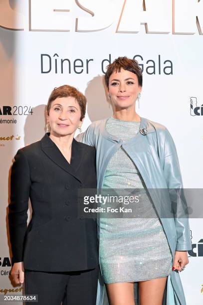 Ariane Ascaride and Bérénice Bejo attends the 49th Cesar Film Awards Dinner at Le Fouquet's on February 23, 2024 in Paris, France.