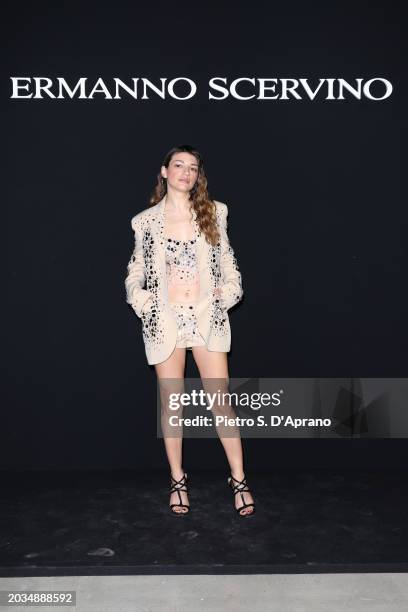 Carlotta Antonelli attends the Ermanno Scervino fashion show during the Milan Fashion Week Womenswear Fall/Winter 2024-2025 on February 24, 2024 in...