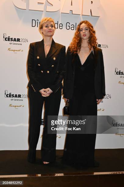 Judith Godrèche and Tess Barthélémy attend the 49th Cesar Film Awards Dinner at Le Fouquet's on February 23, 2024 in Paris, France.