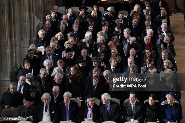 General view as guests attend the Thanksgiving Service for King Constantine of the Hellenes at St George's Chapel on February 27, 2024 in Windsor,...