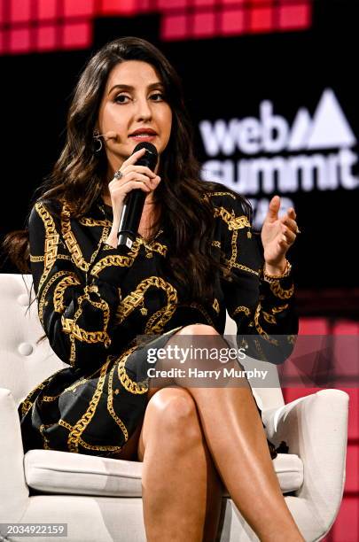 Doha , Qatar - 27 February 2024; Nora Fatehi, Actress & Singer, on Centre stage during day one of Web Summit Qatar 2024 at the Doha Exhibition and...