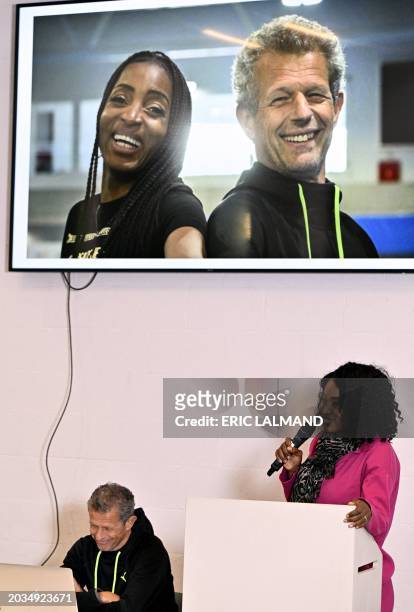 Belgian athletics coach Carole Kaboud Me Bam and Belgian athletics coach Jacques Borlee pictured during a press conference to present the 'Projet...