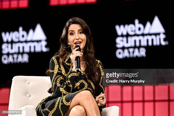 Doha , Qatar - 27 February 2024; Nora Fatehi, Actress & Singer, on Centre stage during day one of Web Summit Qatar 2024 at the Doha Exhibition and...