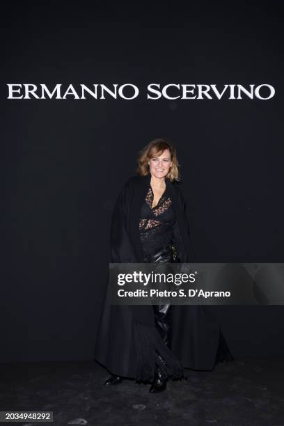 Irene Grandi attends the Ermanno Scervino fashion show during the Milan Fashion Week Womenswear Fall/Winter 2024-2025 on February 24, 2024 in Milan,...