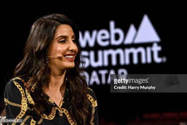 Doha , Qatar - 27 February 2024; Nora Fatehi, Actress & Singer, on Centre stage during day one of Web Summit Qatar 2024 at the Doha Exhibition and...