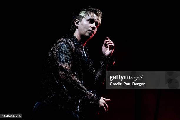 Conor Mason of Nothing But Thieves performs on stage at Ziggo Dome on February 23, 2024 in Amsterdam, Netherlands.