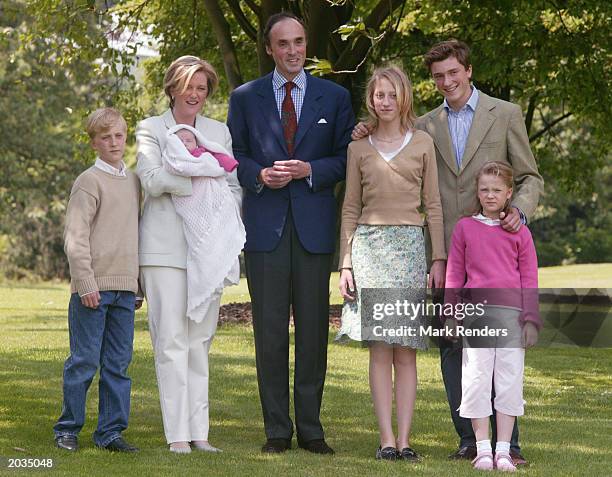Prince Joachim, Princess Astrid holding little Princess Laetitia Maria, Prince Lorenz, Princess Maria Laura, Prince Amadeo and Princess Luisa Maria...