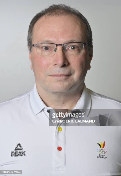 S Philippe Preat poses for the photographer during a press conference to present the 'Projet Teams 4x400m Paris 2024', in Louvain-la-Neuve on...