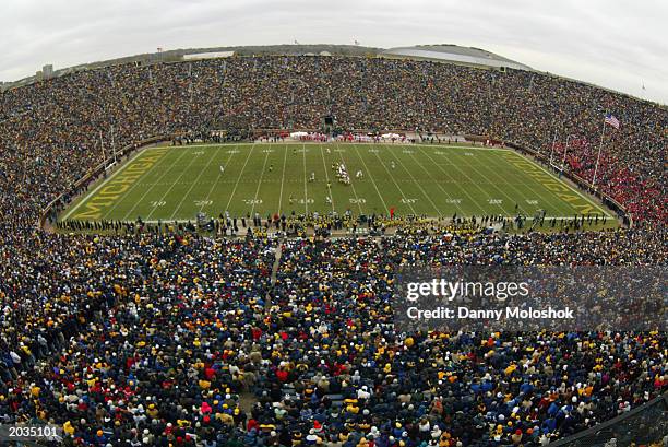 General view of Michigan Stadium, "The Big House", during the game between the University of Michigan Wolverines and the University of...