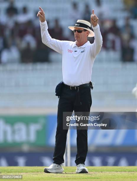 Umpire Rod Tucker during day two of the 4th Test Match between India and England at JSCA International Stadium Complex on February 24, 2024 in...
