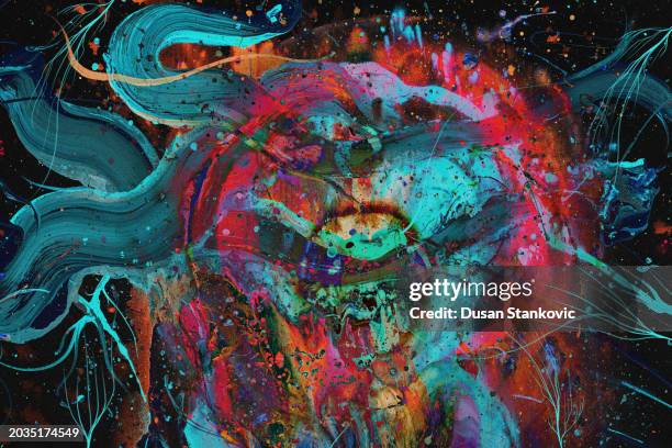 a complete construction of abstract metaverse - portrait dark background stock illustrations