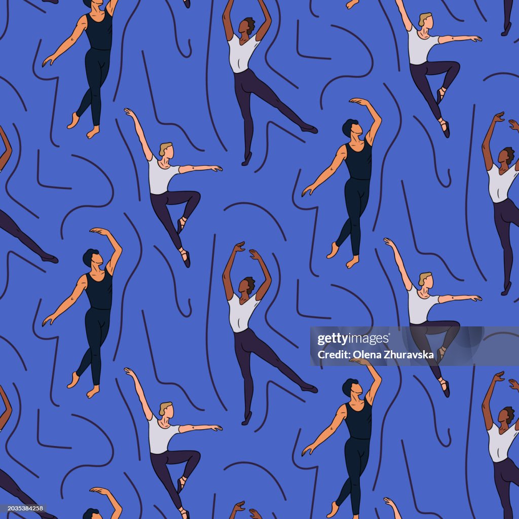 Pattern Dancing Class Seamless Pattern With Men Dancing Ballet High-Res Vector Graphic ...