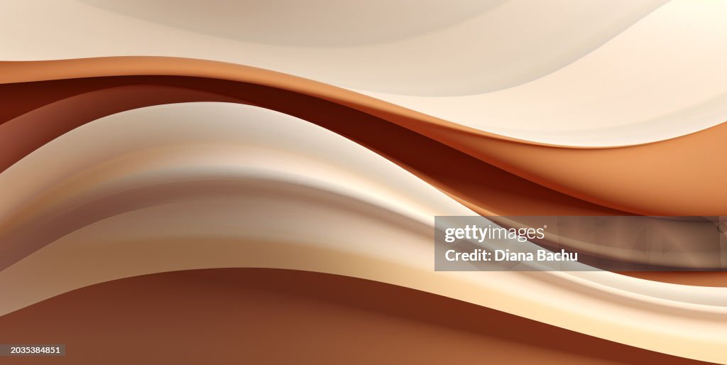 Abstract beige and brown gradient texture background with smooth waves
