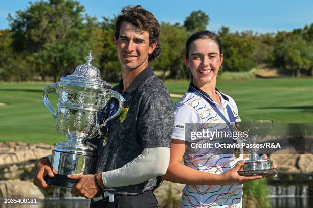 Altin Van Der Merwe of South Africa & Kyra Van Kan of South Africa pose together following their victories during day four of the Africa Amateur...