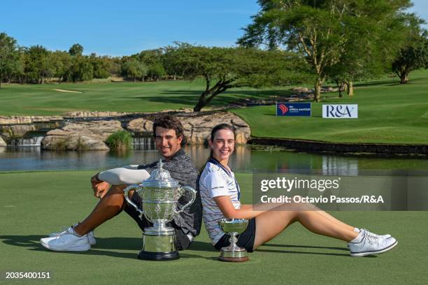 Altin Van Der Merwe of South Africa & Kyra Van Kan of South Africa pose together following their victories during day four of the Africa Amateur...