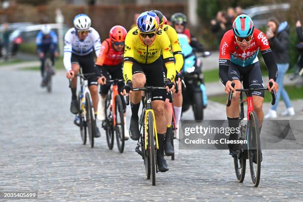 Wout Van Aert of Belgium and Team Visma | Lease A Bike and Arnaud De Lie of Belgium and Team Lotto Dstny compete in the chase group during the 79th...