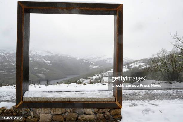 Snowy landscape, on 24 February, 2024 in Chandrexa de Queixa, Ourense, Galicia, Spain. The State Meteorological Agency has warned of snow risk in the...