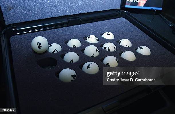 The lottery balls in their protective case during the 2003 NBA draft lottery on May 22, 2003 in Secaucus, New Jersey. NOTE TO USER: User expressly...