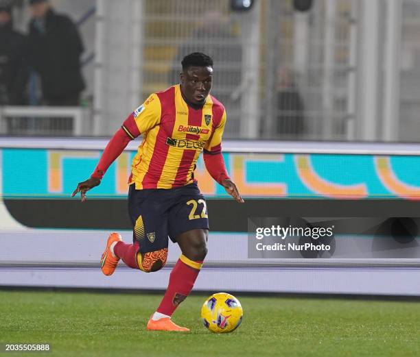 Lameck Banda of US Lecce is playing during the Serie A TIM match between US Lecce and FC Internazionale in Lecce, Italy, on February 25, 2024.