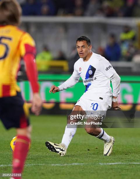 Alexis Sanchez of FC Internazionale is playing in the Serie A TIM match between US Lecce and FC Internazionale in Lecce, Italy, on February 25, 2024.