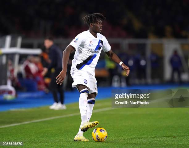 Yann Aurel Bisseck of FC Internazionale is playing in the Serie A TIM match between US Lecce and FC Internazionale in Lecce, Italy, on February 25,...