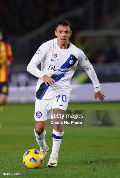 Alexis Sanchez of FC Internazionale is playing in the Serie A TIM match between US Lecce and FC Internazionale in Lecce, Italy, on February 25, 2024.