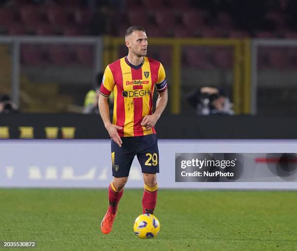 Alexis Blin of US Lecce is playing during the Serie A TIM match between US Lecce and FC Internazionale in Lecce, Italy, on February 25, 2024.