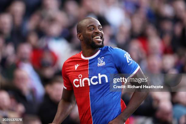 Jean-Philippe Mateta of Crystal Palace celebrates scoring his team's third goal from the penalty spot during the Premier League match between Crystal...