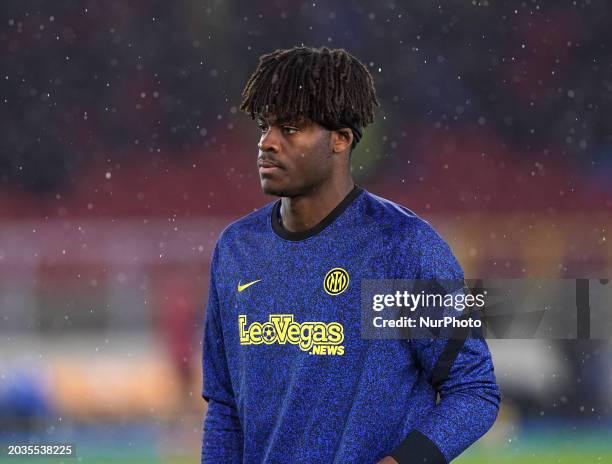 Yann Aurel Bisseck of FC Internazionale is playing in the Serie A TIM match between US Lecce and FC Internazionale in Lecce, Italy, on February 25,...