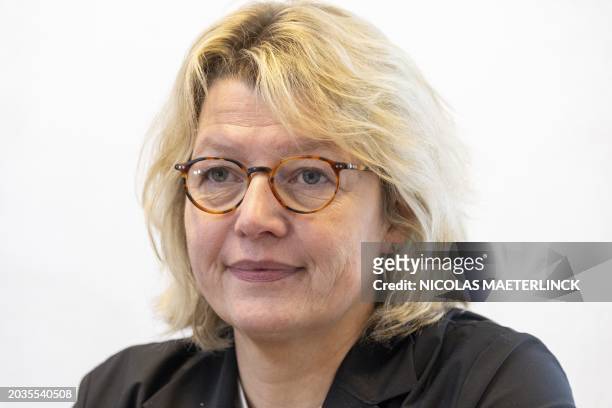 Safe.brussels chairwoman Sophie Lavaux pictured during a press conference after a meeting of the Brussels Regional security council to discuss...