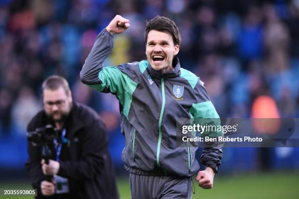 Sheffield Wednesday Manager Danny Rohl celebrates after the Sky Bet Championship match between Sheffield Wednesday and Bristol City at Hillsborough...