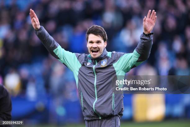 Sheffield Wednesday Manager Danny Rohl celebrates after the Sky Bet Championship match between Sheffield Wednesday and Bristol City at Hillsborough...
