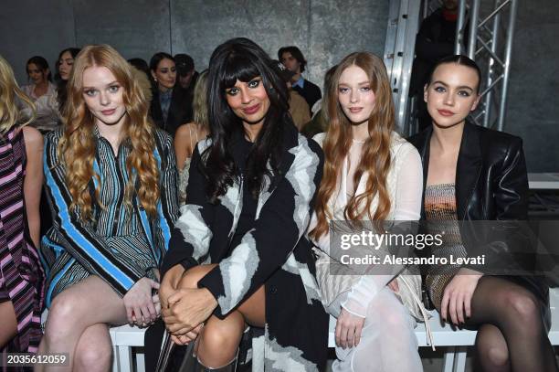 Abigail Cowen, Jameela Jamil, Larsen Thompson and Emma Brooks attend the Missoni fashion show during the Milan Fashion Week Womenswear Fall/Winter...