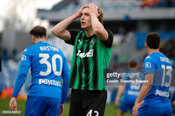 Kristian Thorstvedt of Sassuolo reacts at a missed scoring chance during the Serie A TIM match between US Sassuolo and Empoli FC at Mapei Stadium -...