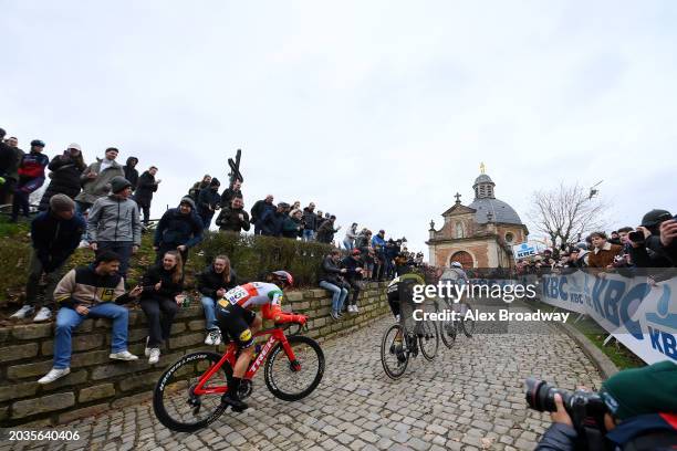 Elisa Longo Borghini of Italy and Team Lidl-Trek, Marianne Vos of The Netherlands and Team Visma | Lease A Bike and Lotte Kopecky of Belgium and Team...