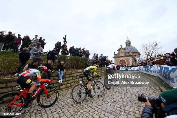 Elisa Longo Borghini of Italy and Team Lidl-Trek, Marianne Vos of The Netherlands and Team Visma | Lease A Bike and Lotte Kopecky of Belgium and Team...