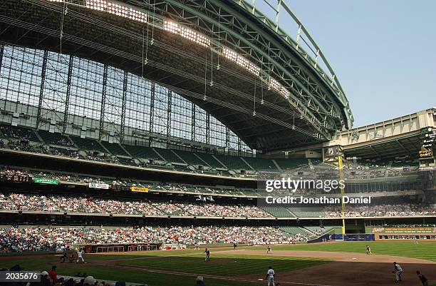 May 17: A general view of the interior of Miller Park during the game between the Milwaukee Brewers and the Cincinnatt Reds on May 17, 2003 in...
